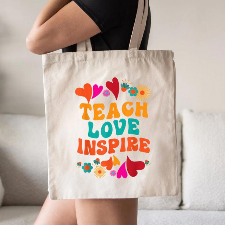 Retro Teach Love Inspire Back To School Teachers Canvas Tote Bag, novelty gifts, funny gifts Retro Teach Love Inspire Back To School Teachers Canvas Tote Bag, novelty gifts, funny gifts