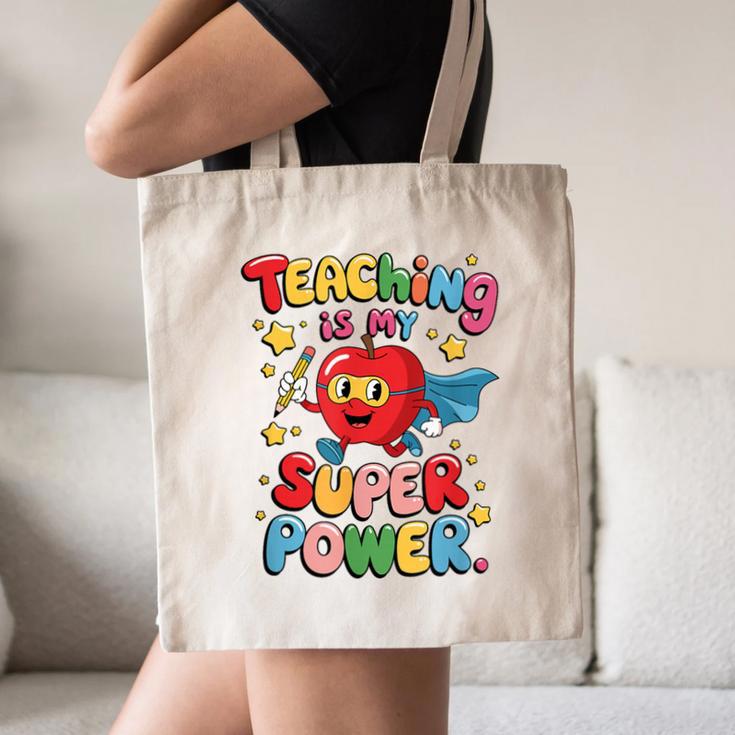 Retro Teaching Is My Superpower Apple Teacher Appreciation Canvas Tote Bag, novelty gifts, funny gifts Retro Teaching Is My Superpower Apple Teacher Appreciation Canvas Tote Bag, novelty gifts, funny gifts