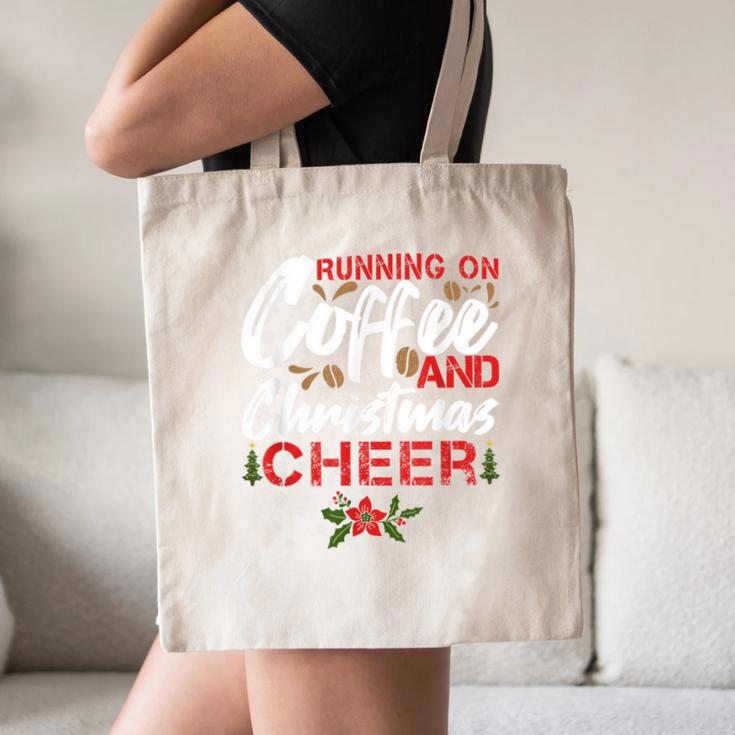 Running On Coffee And Christmas Cheer Lover Teacher For Men Women Kids Canvas Tote Bag, novelty gifts, funny gifts Running On Coffee And Christmas Cheer Lover Teacher For Men Women Kids Canvas Tote Bag, novelty gifts, funny gifts