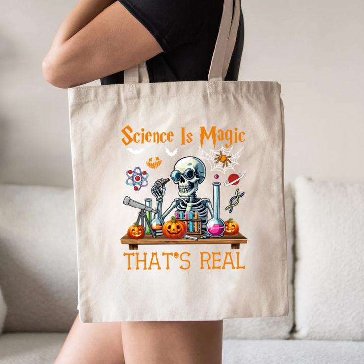 Science Is Magic Halloween Skeleton Students Teacher Canvas Tote Bag, novelty gifts, funny gifts