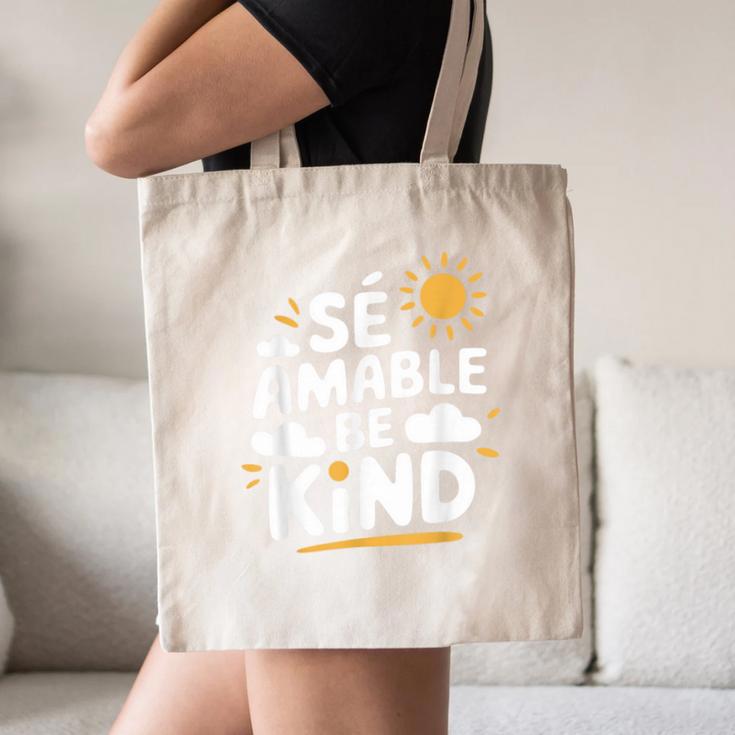 SÉ AMABLE Be Kind Bilingual Teacher Maestra Spanish Teacher Canvas Tote Bag, novelty gifts, funny gifts
