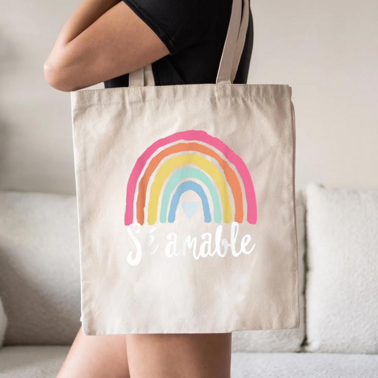 Sé Amable Spanish Bilingual Teacher Be Kind Boho Rainbow Canvas Tote Bag, novelty gifts, funny gifts Sé Amable Spanish Bilingual Teacher Be Kind Boho Rainbow Canvas Tote Bag, novelty gifts, funny gifts
