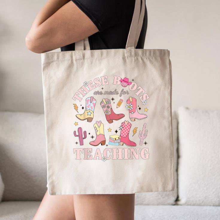 These Boots Are Made For Teaching Western Cowgirl Teacher Canvas Tote Bag, novelty gifts, funny gifts
