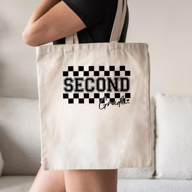Second Grade Checkered Teacher 1st Day Back To School Women Canvas Tote Bag, novelty gifts, funny gifts