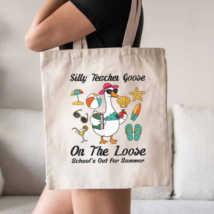 Silly Teacher Goose On The Loose School Out Summer Women Men Canvas Tote Bag, novelty gifts, funny gifts Silly Teacher Goose On The Loose School Out Summer Women Men Canvas Tote Bag, novelty gifts, funny gifts