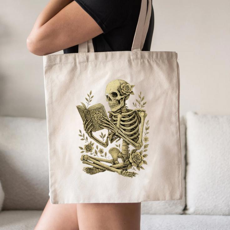 Skeleton Book Floral Skull Halloween Teacher Costume Canvas Tote Bag, novelty gifts, funny gifts Skeleton Book Floral Skull Halloween Teacher Costume Canvas Tote Bag, novelty gifts, funny gifts