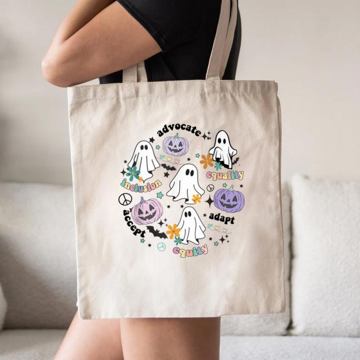Special Education Teacher Halloween Pumpkin Ghost Inclusion Canvas Tote Bag, novelty gifts, funny gifts