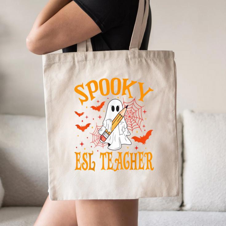 Spooky ESL Teacher Ghost Halloween School Women Canvas Tote Bag, novelty gifts, funny gifts Spooky ESL Teacher Ghost Halloween School Women Canvas Tote Bag, novelty gifts, funny gifts