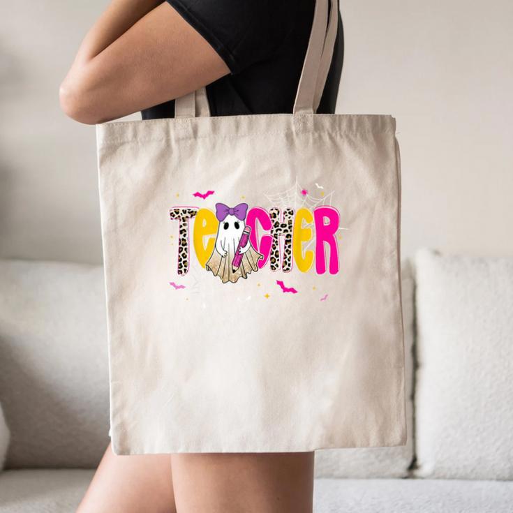 Spooky Halloween Teacher Para Counselor SPED Preppy Boo Kids Canvas Tote Bag, novelty gifts, funny gifts