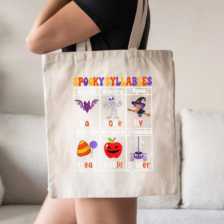 Spooky Syllables Teacher Halloween Educational Kids Canvas Tote Bag, novelty gifts, funny gifts Spooky Syllables Teacher Halloween Educational Kids Canvas Tote Bag, novelty gifts, funny gifts