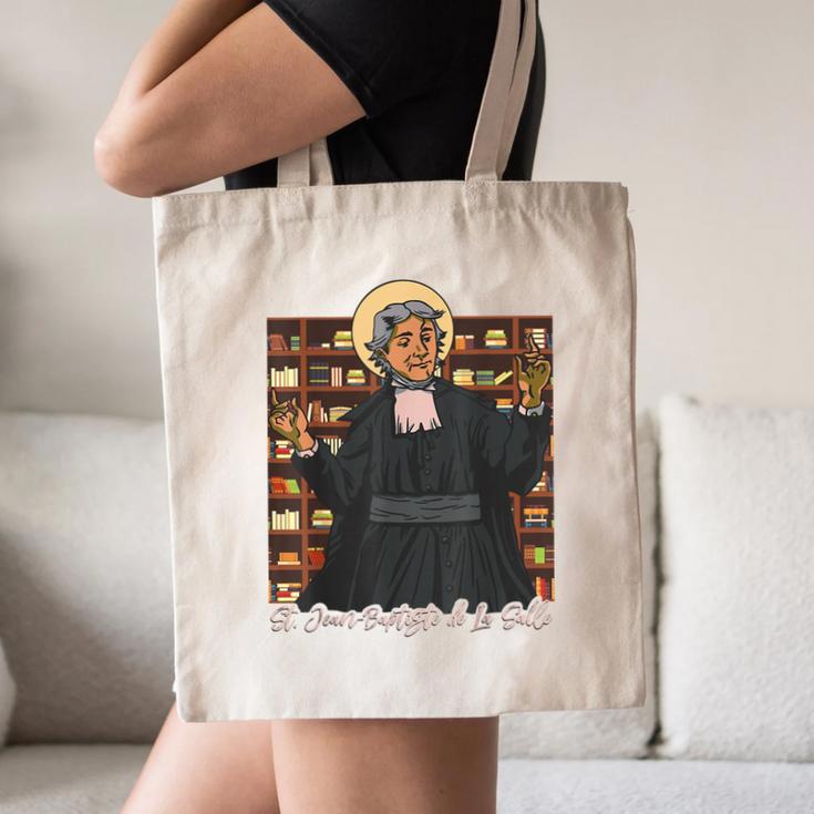 St Jean Baptiste De La Salle Patron Saint Education Teachers Canvas Tote Bag, novelty gifts, funny gifts St Jean Baptiste De La Salle Patron Saint Education Teachers Canvas Tote Bag, novelty gifts, funny gifts
