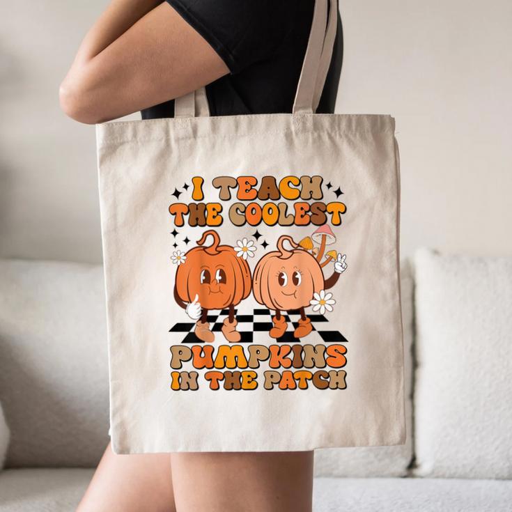 I Teach The Coolest Pumpkins In The Patch Teacher Halloween Canvas Tote Bag, novelty gifts, funny gifts