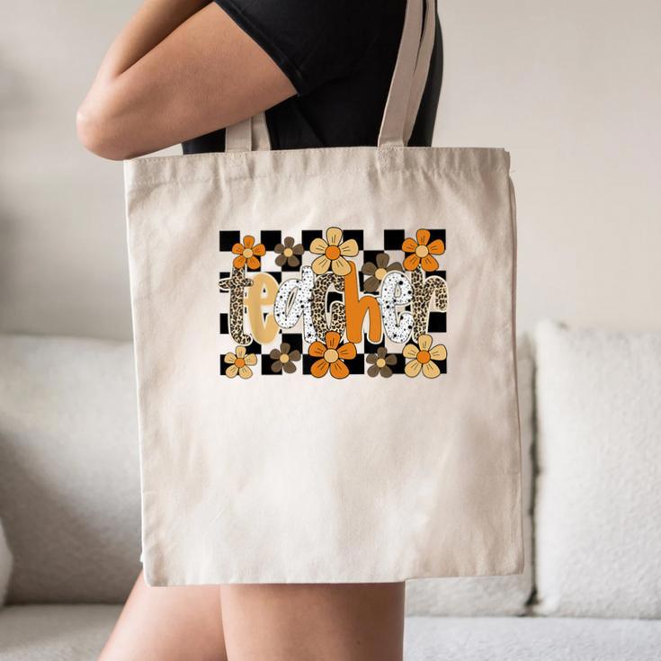 Teacher Appreciation Boho Floral Leopard Checkered Canvas Tote Bag, novelty gifts, funny gifts Teacher Appreciation Boho Floral Leopard Checkered Canvas Tote Bag, novelty gifts, funny gifts