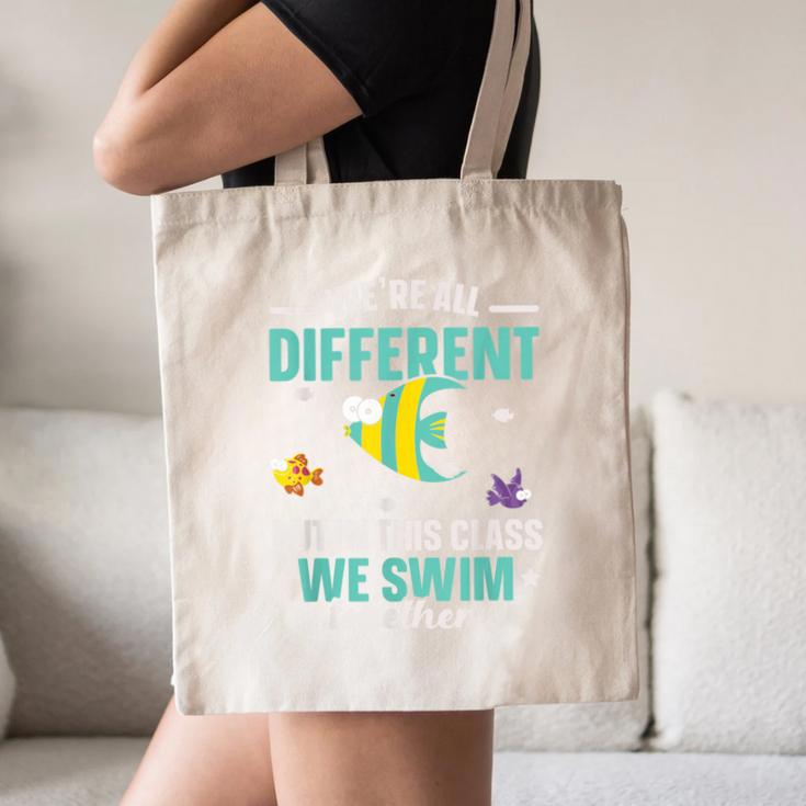 Teacher We All Different But In This Class We Swim Together Canvas Tote Bag, novelty gifts, funny gifts Teacher We All Different But In This Class We Swim Together Canvas Tote Bag, novelty gifts, funny gifts