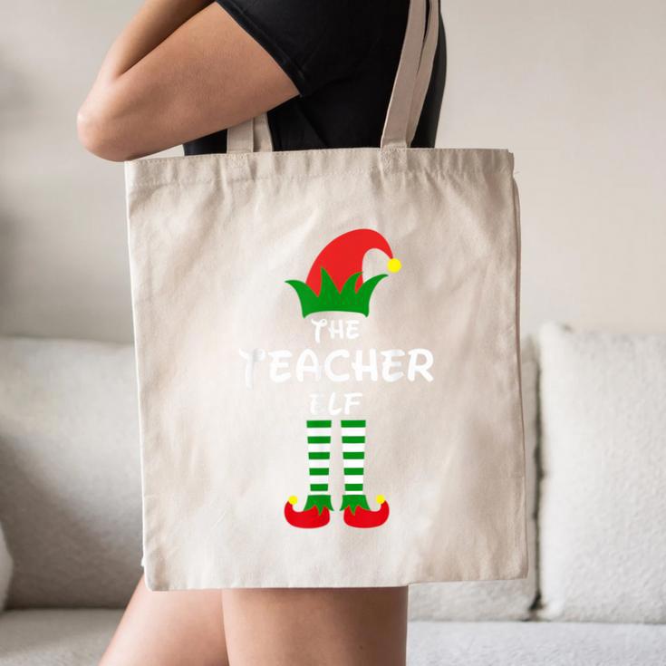 The Teacher Elf Family Matching Group Idea Christmas Canvas Tote Bag, novelty gifts, funny gifts