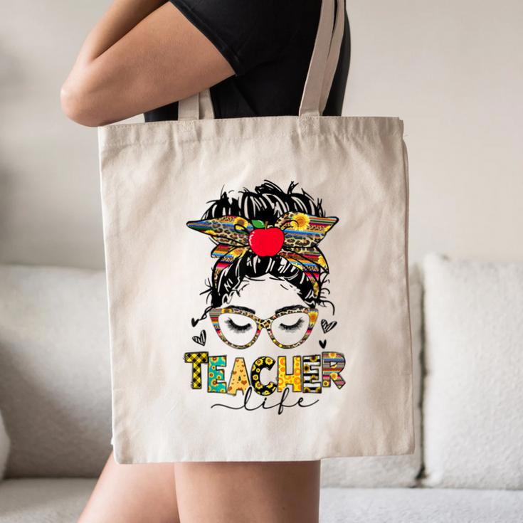 Teacher Life Messy Bun Glasses Leopard Sunflower Canvas Tote Bag, novelty gifts, funny gifts Teacher Life Messy Bun Glasses Leopard Sunflower Canvas Tote Bag, novelty gifts, funny gifts