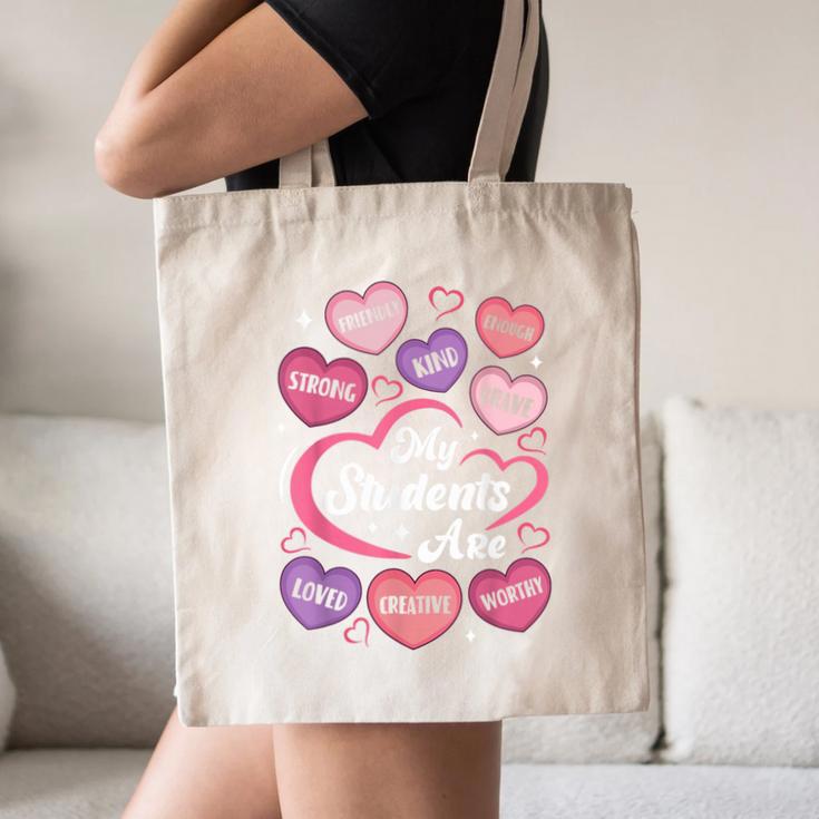 Teacher Positive Affirmations Candy Heart Valentine's Day Canvas Tote Bag, novelty gifts, funny gifts Teacher Positive Affirmations Candy Heart Valentine's Day Canvas Tote Bag, novelty gifts, funny gifts