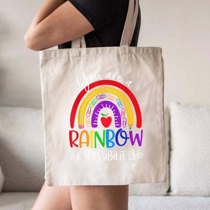 Teacher You Are a Rainbow Of Possibilities Funny Canvas Tote Bag, novelty gifts, funny gifts