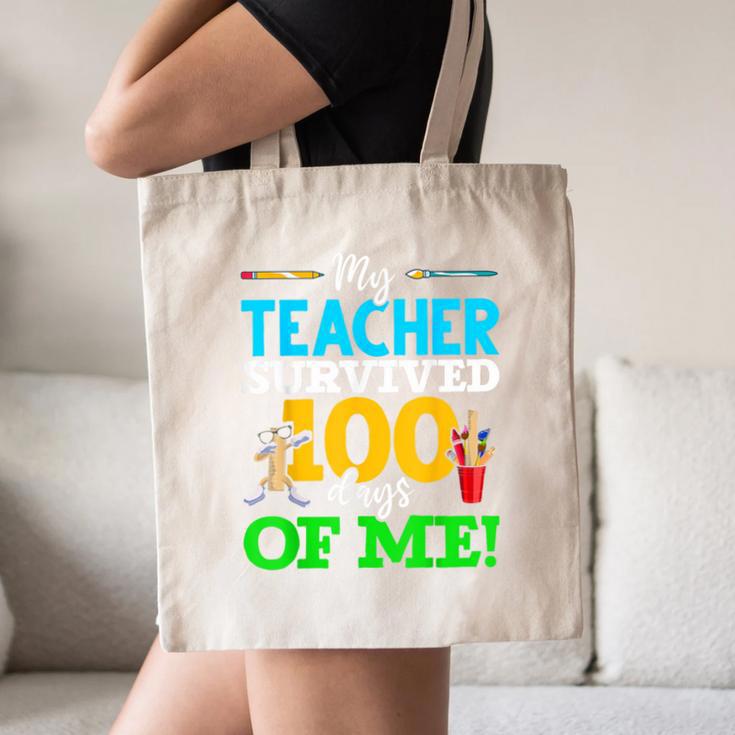 My Teacher Survived 100 Days Of Me Dab 100 Days Of School For Men Women Kids Canvas Tote Bag, novelty gifts, funny gifts
