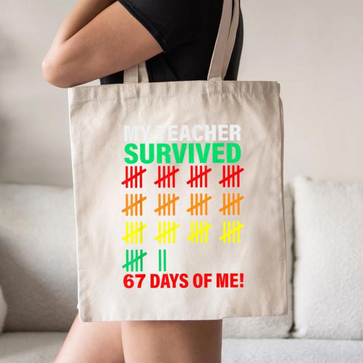 My Teacher Survived 67 Days Of Me School Kids Costume Canvas Tote Bag, novelty gifts, funny gifts