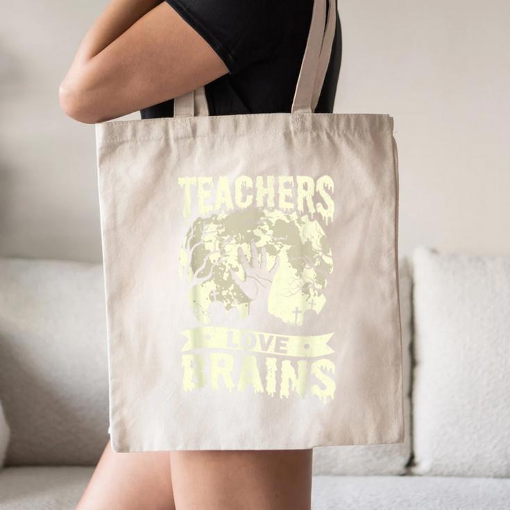 Teachers Love Brains Halloween Costume Boo Trick Teach Canvas Tote Bag, novelty gifts, funny gifts