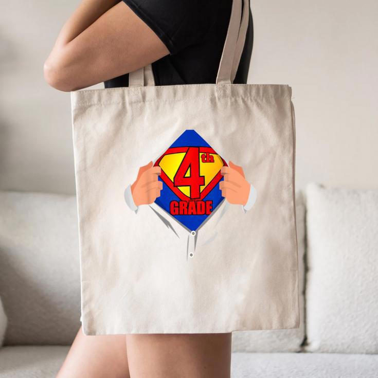 Teachers Are Superheroes 4th Grade Super Teacher Staff Men Women Canvas Tote Bag, novelty gifts, funny gifts