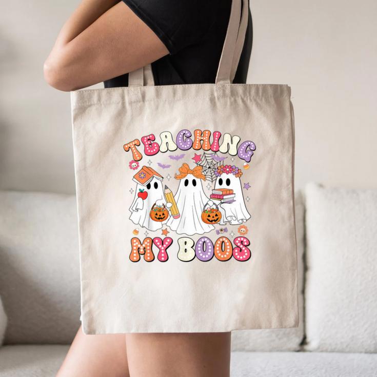 Teaching My Boos Cute Spooky Ghost Teacher Halloween Women Canvas Tote Bag, novelty gifts, funny gifts