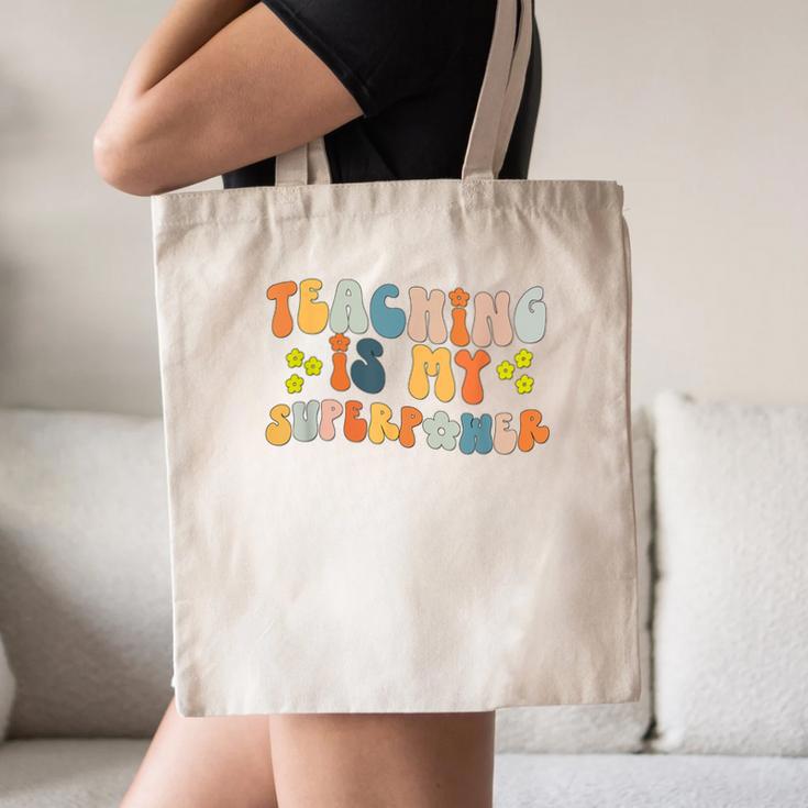 Teaching Is My Superpower Vintage Groovy University Teacher Canvas Tote Bag, novelty gifts, funny gifts Teaching Is My Superpower Vintage Groovy University Teacher Canvas Tote Bag, novelty gifts, funny gifts