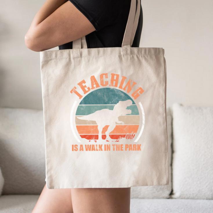 Teaching Is A Walk In The Park Teacher T-Rex Retro Canvas Tote Bag, novelty gifts, funny gifts Teaching Is A Walk In The Park Teacher T-Rex Retro Canvas Tote Bag, novelty gifts, funny gifts