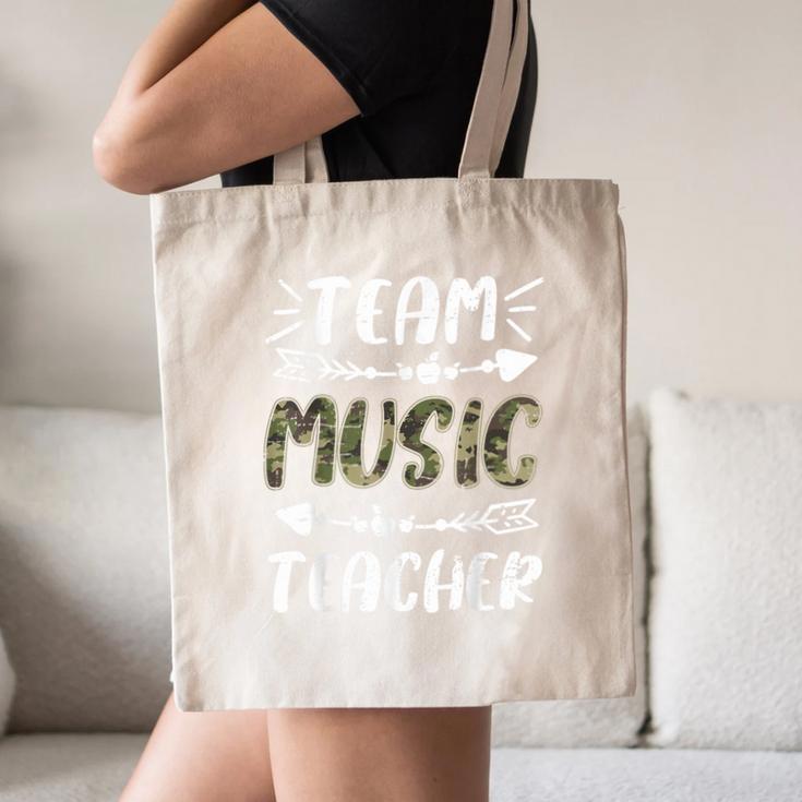 Team Music Teacher Camo Teacher Student Back To School Canvas Tote Bag, novelty gifts, funny gifts