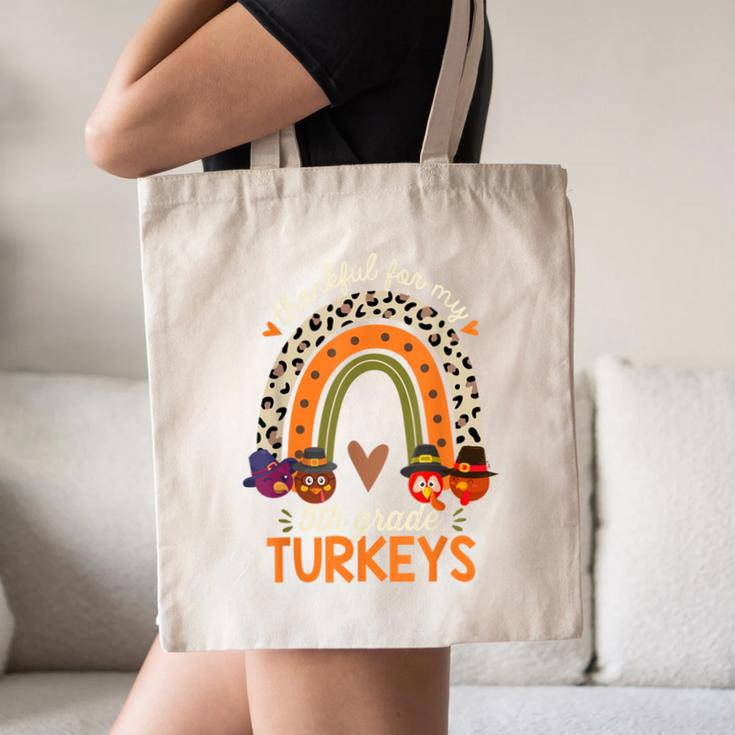 Thankful For My 5th Grade Turkeys Thanksgiving Teacher Canvas Tote Bag, novelty gifts, funny gifts