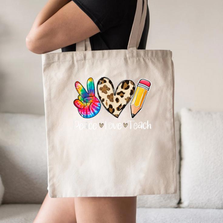Tie Dye Hippie Peace Love Teach Teacher Appreciation Canvas Tote Bag, novelty gifts, funny gifts