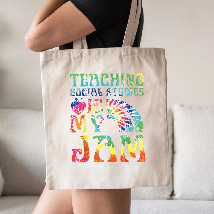Tie Dye Teaching Social Studies Is My Jam Sunglasses Teacher Canvas Tote Bag, novelty gifts, funny gifts