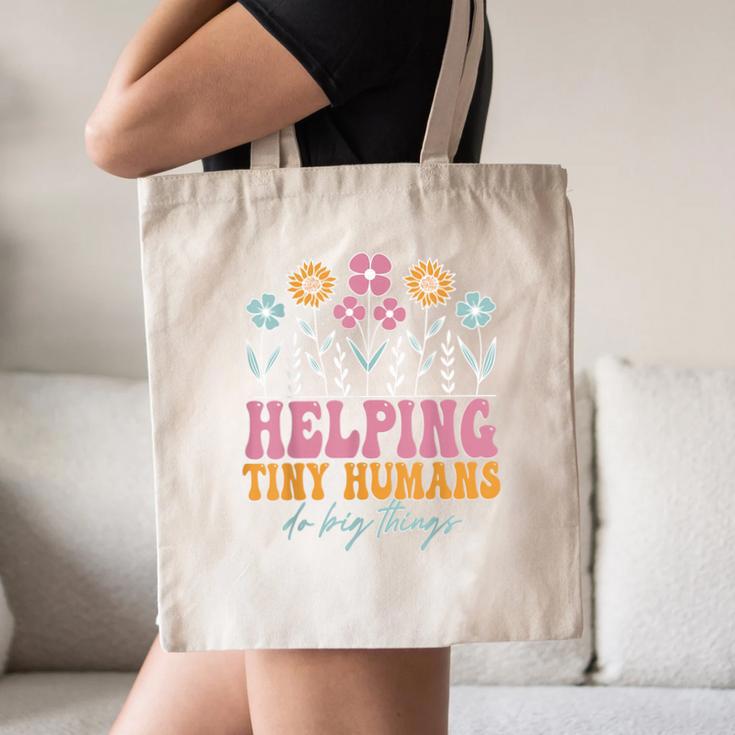 Tiny People Help Do Big Things Nursery Teacher Canvas Tote Bag, novelty gifts, funny gifts
