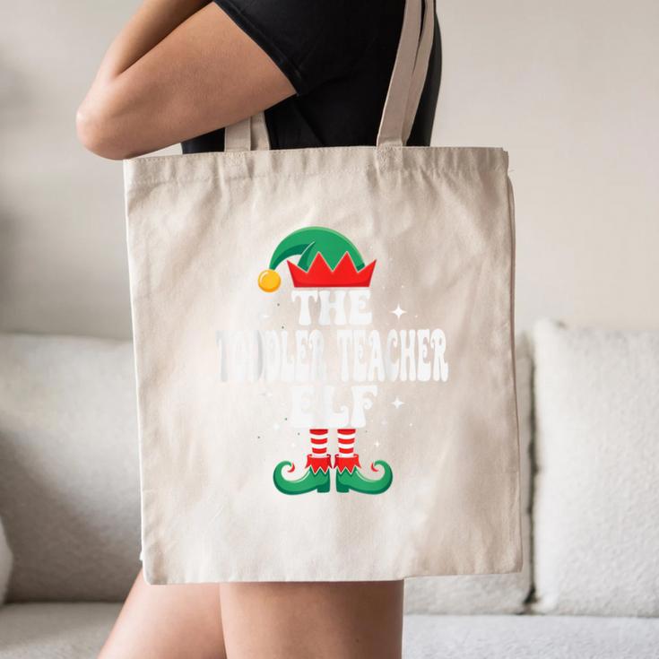 The Toddler Teacher Elf Christmas Matching Family Canvas Tote Bag, novelty gifts, funny gifts