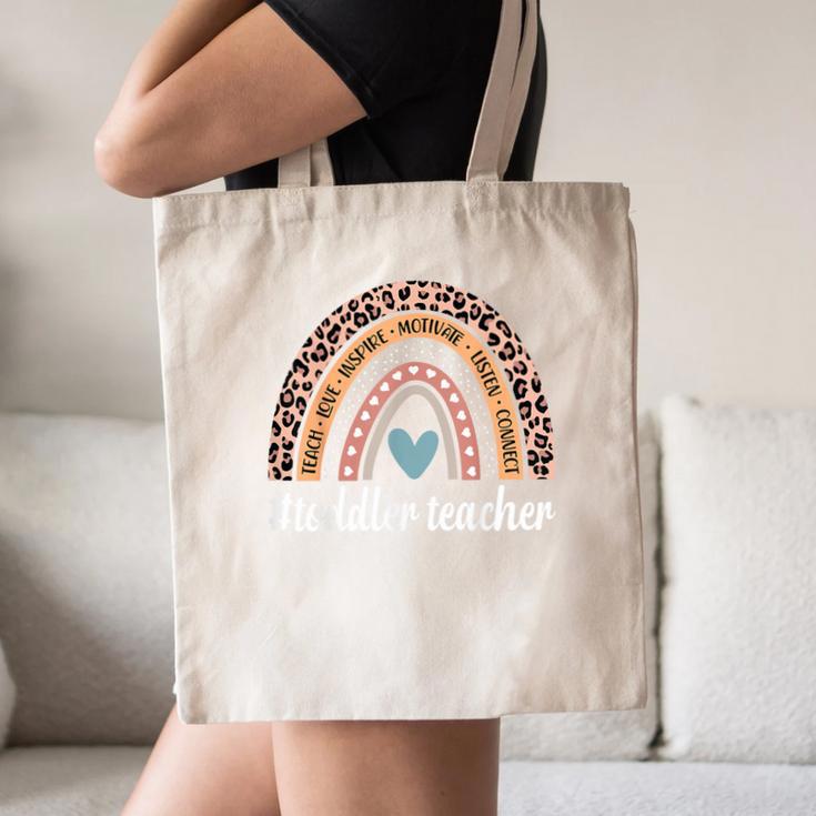 Toddler Teacher Rainbow Leopard Infant Teacher Men Women Canvas Tote Bag, novelty gifts, funny gifts