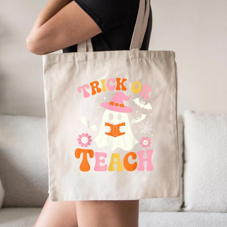 Trick Or Teach Cute Floral Ghost Teacher Halloween Costume Canvas Tote Bag, novelty gifts, funny gifts Trick Or Teach Cute Floral Ghost Teacher Halloween Costume Canvas Tote Bag, novelty gifts, funny gifts