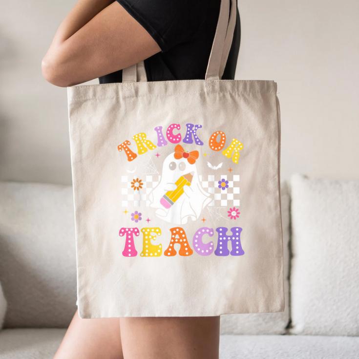 Trick Or Teach Groovy Halloween Teachers Canvas Tote Bag, novelty gifts, funny gifts Trick Or Teach Groovy Halloween Teachers Canvas Tote Bag, novelty gifts, funny gifts