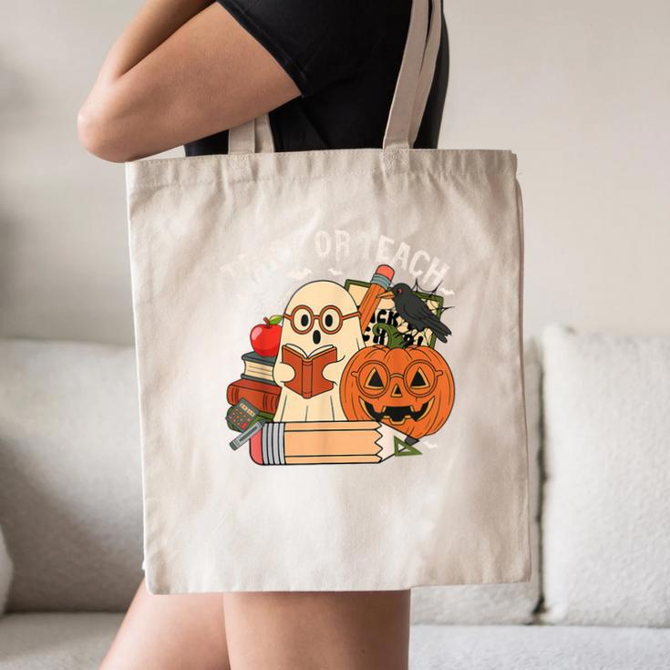 Trick Or Teach Retro Halloween Teacher Women Men Costume Canvas Tote Bag, novelty gifts, funny gifts Trick Or Teach Retro Halloween Teacher Women Men Costume Canvas Tote Bag, novelty gifts, funny gifts