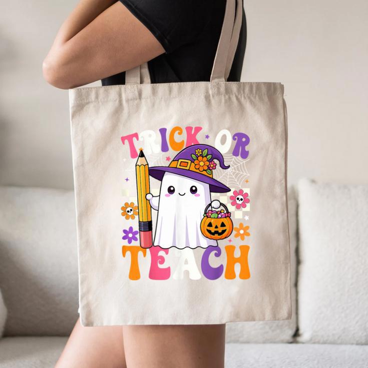 Trick Or Teach Teacher Pencil Ghost Halloween Teacher Canvas Tote Bag, novelty gifts, funny gifts Trick Or Teach Teacher Pencil Ghost Halloween Teacher Canvas Tote Bag, novelty gifts, funny gifts