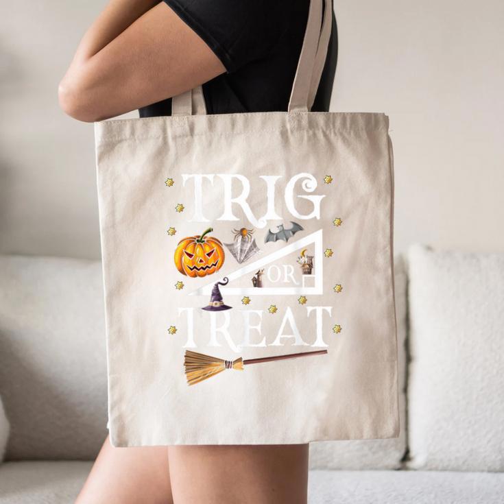Trig Or Treat Shirt Halloween Math Teacher School College Men Women Kids Canvas Tote Bag, novelty gifts, funny gifts