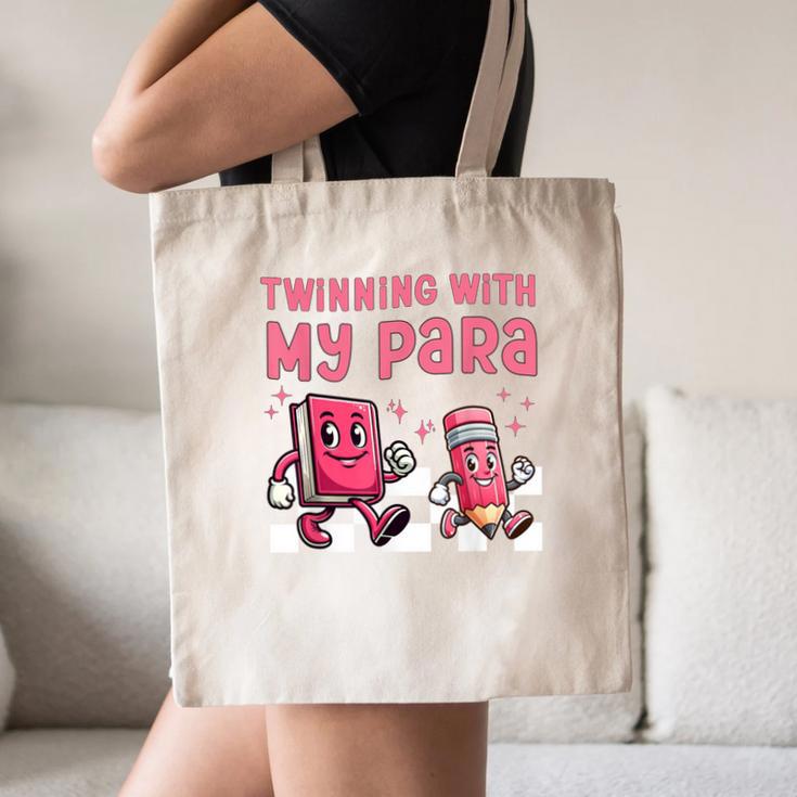 Twinning With My Para Teacher Matching Paraprofessional 70s For Men Women Canvas Tote Bag, novelty gifts, funny gifts Twinning With My Para Teacher Matching Paraprofessional 70s For Men Women Canvas Tote Bag, novelty gifts, funny gifts