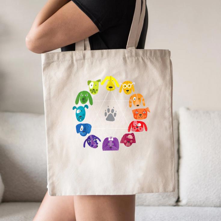 Unique For Artists By ADS Color Wheel Educational Art Teacher Dog Themed Artist Small Canvas Tote Bag, novelty gifts, funny gifts