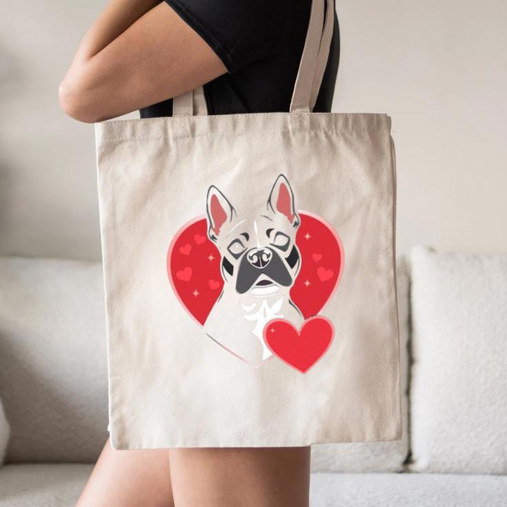 Valentine's Day Boston Terrier Canvas Tote Bag, novelty gifts, funny gifts