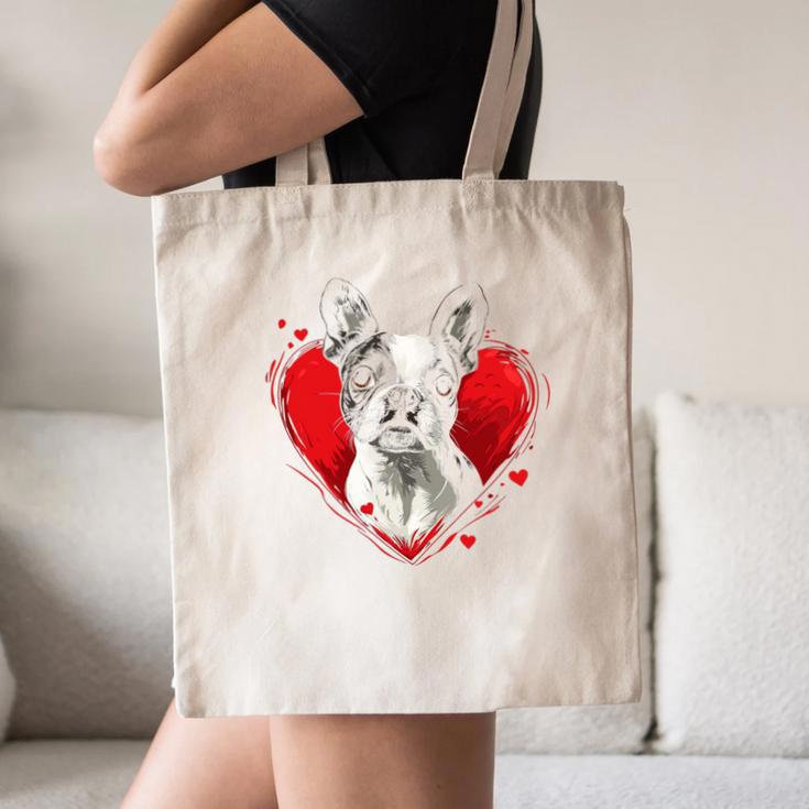 Valentine's Day Boston Terrier Dog Canvas Tote Bag, novelty gifts, funny gifts
