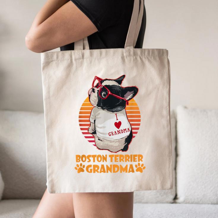 Vintage Boston Terrier Grandma Wear Sunglasses Dog Lover Men Women Girls Kids Canvas Tote Bag, novelty gifts, funny gifts