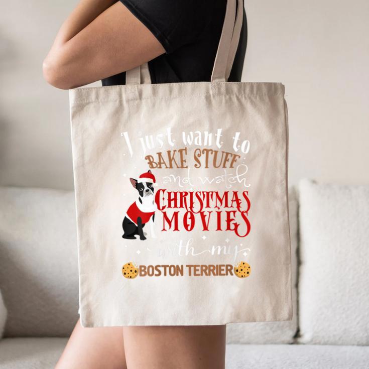 Watch Christmas Movies With My Boston Terrier Bostie Canvas Tote Bag, novelty gifts, funny gifts