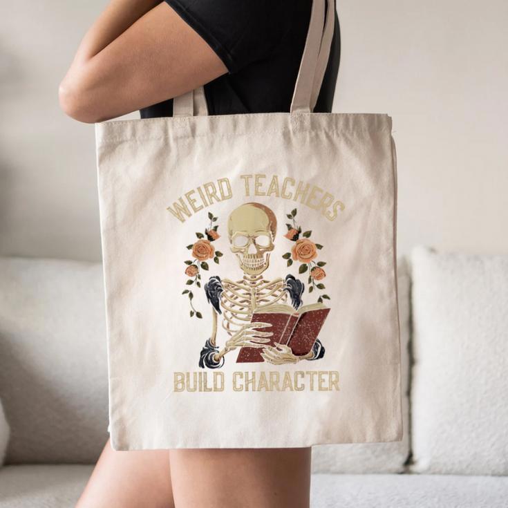 Weird Teachers Build Character Skeleton Book Halloween Women Canvas Tote Bag, novelty gifts, funny gifts Weird Teachers Build Character Skeleton Book Halloween Women Canvas Tote Bag, novelty gifts, funny gifts