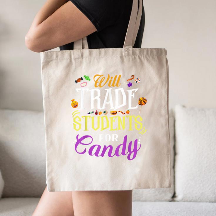 Will Trade Students For Candy Teacher Cute Halloween Costume Canvas Tote Bag, novelty gifts, funny gifts