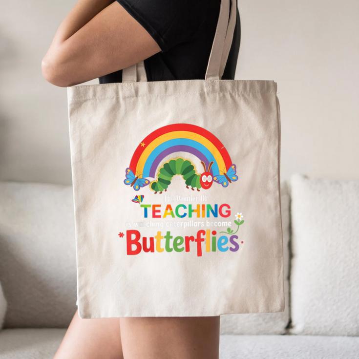 The Wonder Of Teaching Is Watching Caterpillars Teacher Canvas Tote Bag, novelty gifts, funny gifts The Wonder Of Teaching Is Watching Caterpillars Teacher Canvas Tote Bag, novelty gifts, funny gifts